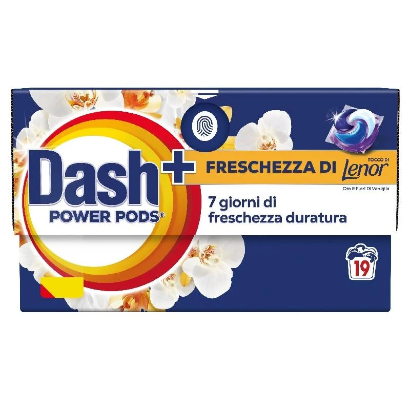 Капсули за пране Dash Extra с Lenor златна ванилия 19 бр