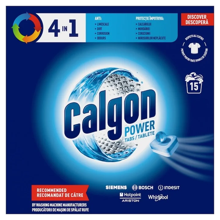 Таблетки за пералня Calgon против котлет камък 15 бр, 250 г