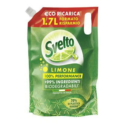 Препарат за съдове Svelto лимон 1.7 л, пълнител