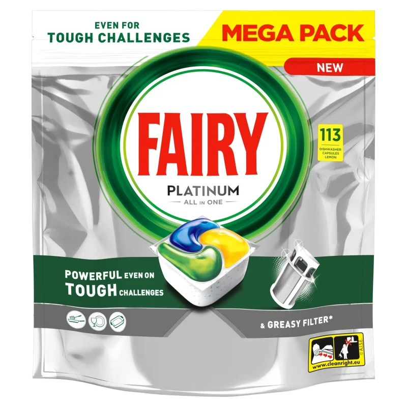 Таблетки за съдомиялна Fairy Platinum лимон, 113 бр