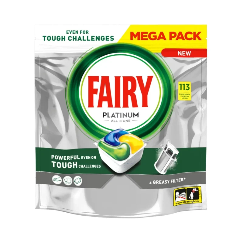 Таблетки за съдомиялна Fairy Platinum лимон, 113 бр