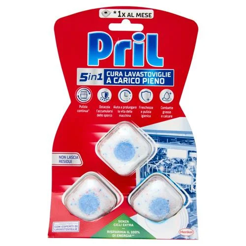 Таблетки за почистване на съдомиялна Pril Power 5 в 1, 3 дози