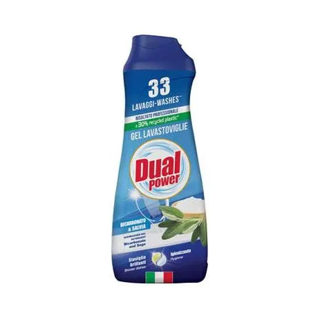 Препарат-гел за съдомиялна Dualpower Bicarbonato/Salvia 33 дози, 660 мл - Dualpower