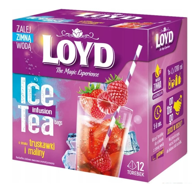 Разтворим студен чай Loyd ягода и малина, 12 бр - Loyd