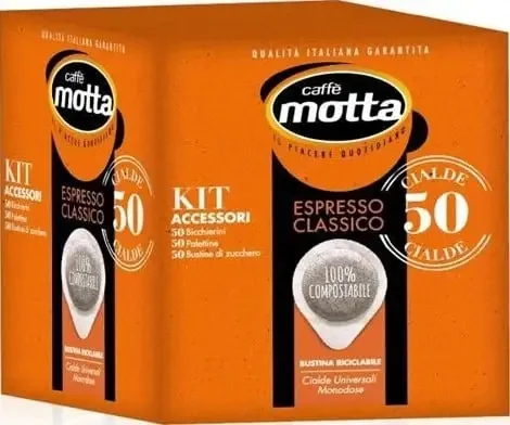 К-кт кафе дози Motta Espresso Bar 50 бр+чашки, бъркалки и захар - Motta