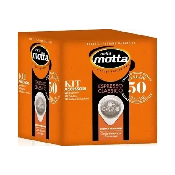К-кт кафе дози Motta Espresso Bar 50 бр+чашки, бъркалки и захар - Motta