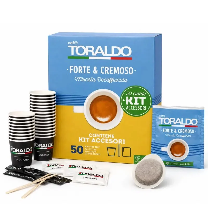 Кафе дози Toraldo 50 бр, безкофеинови + аксесоари