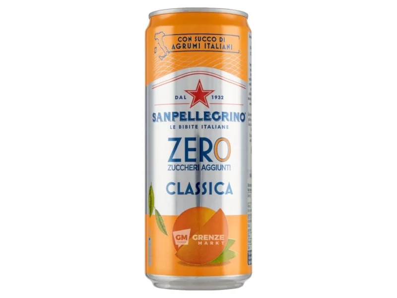 Безалкохолна напитка без захар San Pellegrino портокал, класик 330 мл кен