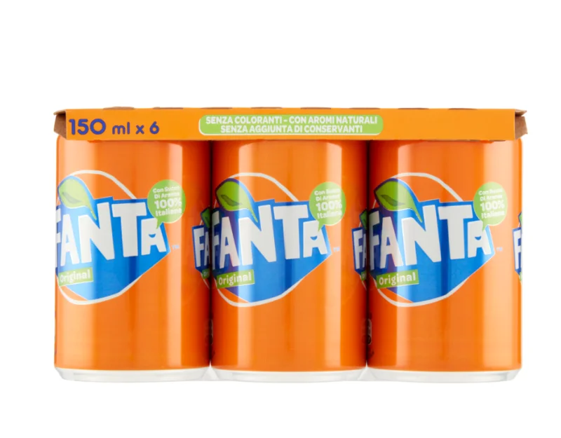 Безалкохолна напитка Fanta Orange Mini, кен 6х150 мл