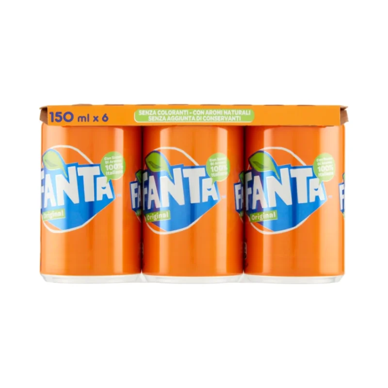 Безалкохолна напитка Fanta Orange Mini, кен 6х150 мл - Fanta