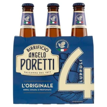Бира Poretti 4 Luppoli Vol.5.5° 3х330 мл