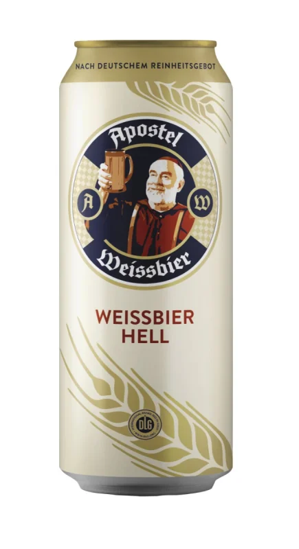 Светла бира Apostel Weissbier Hell 5.3% кен 500 мл - Apostel Weissbier