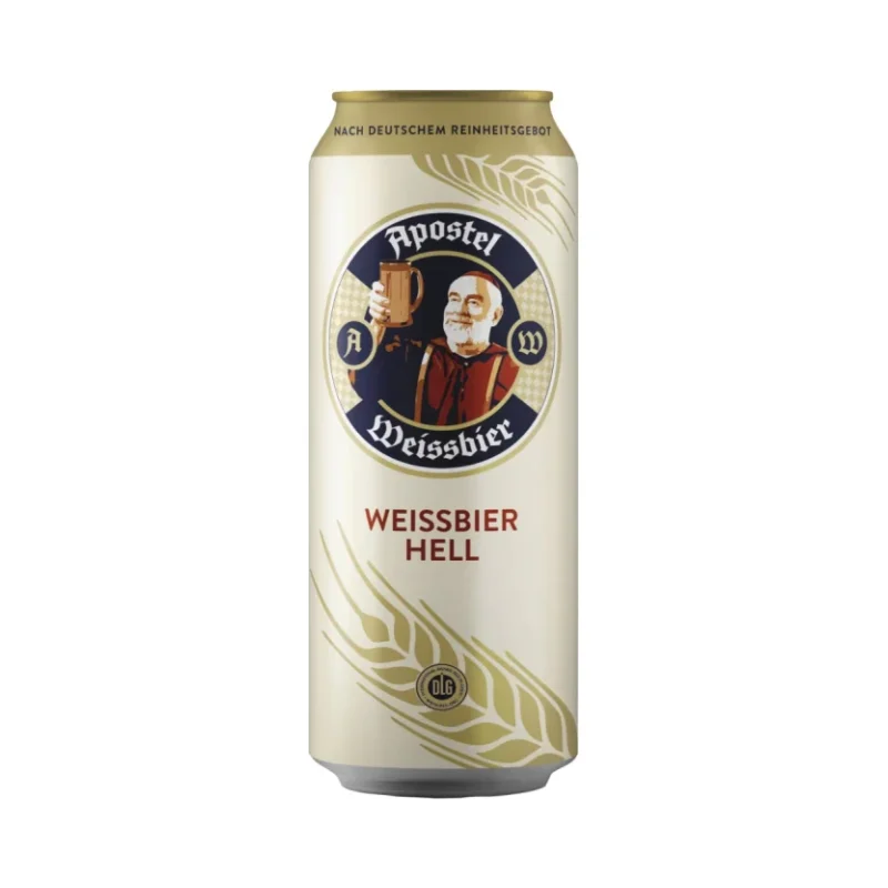 Светла бира Apostel Weissbier Hell 5.3% кен 500 мл - Apostel Weissbier