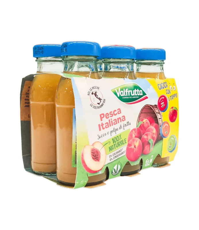 Плодова напитка Valfrutta праскова, стъкло 6 х 125 мл