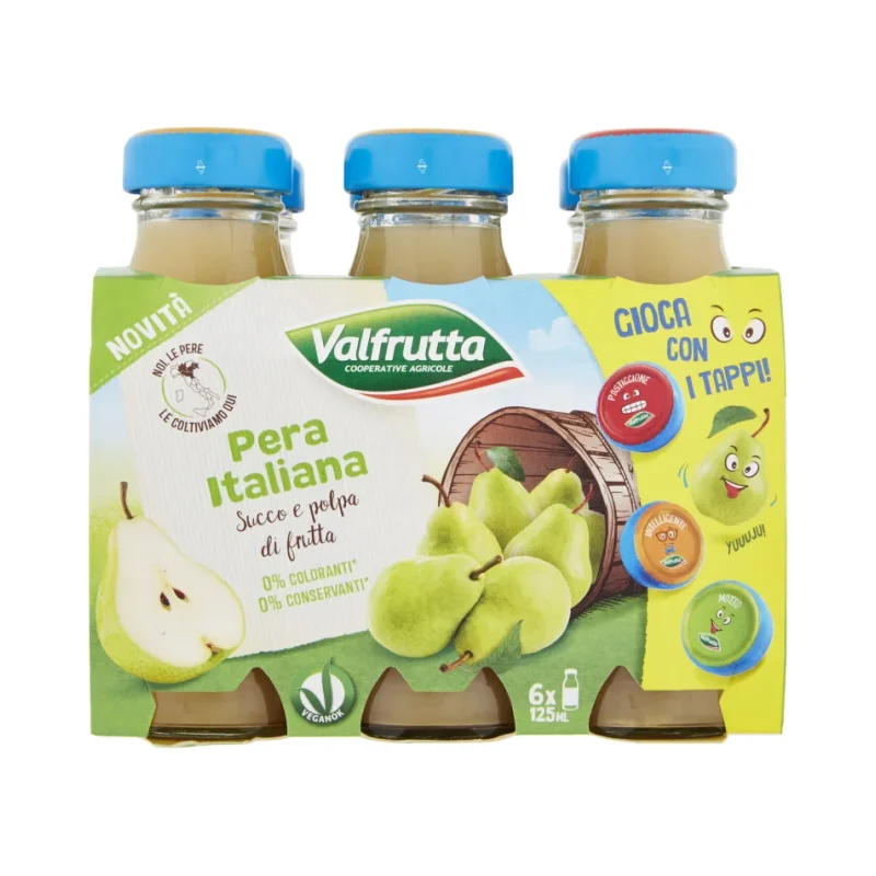 Плодова напитка Valfrutta круша 6х125 мл, стъкло - Valfrutta