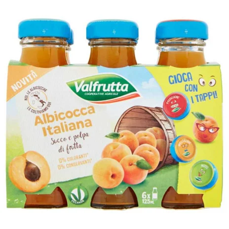 Плодова напитка Valfrutta 6х125 мл кайсия, стъкло