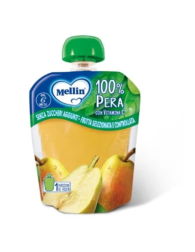 Плодово пюре/закуска Mellin Pera/круша/ 90г, плик