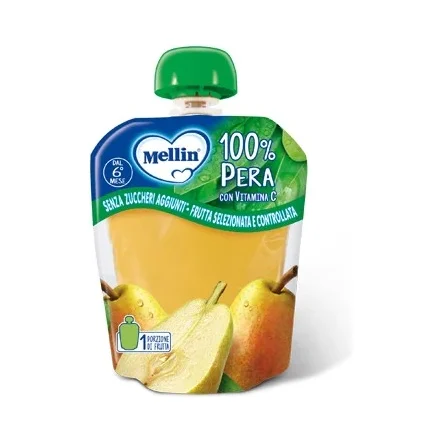 Плодово пюре/закуска Mellin Pera/круша/ 90г, плик
