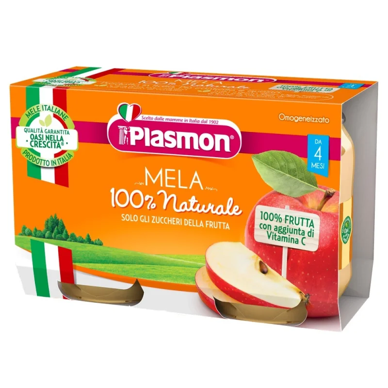 Плодово пюре Plasmon Mela/ябълка/ 2х104г