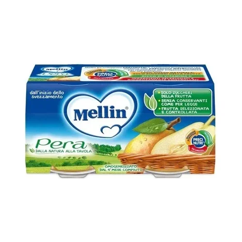 Плодово пюре Mellin Pera /круша/100% Naturale 2х100г, стъкло - Mellin