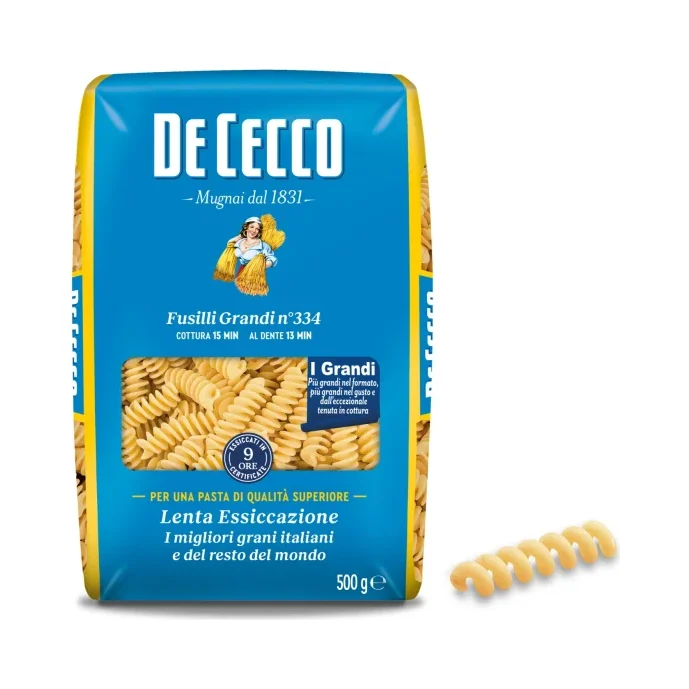 Паста De Cecco Fusilli №334, големи фусили, 500 г - DE CECCO