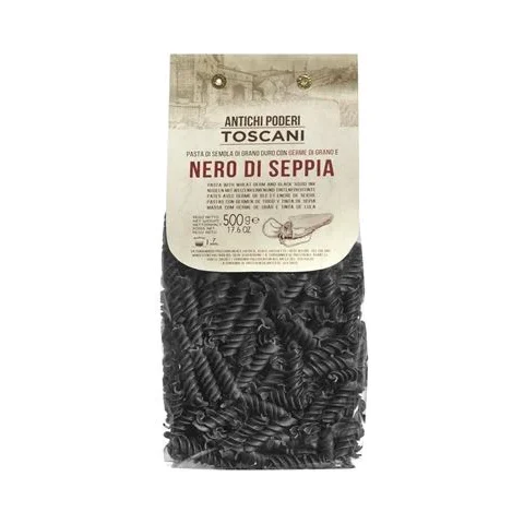 Паста Antichi Poderi Fusilli Nero Seppia, пълнозърнеста, 500 г - Antichi Poderi