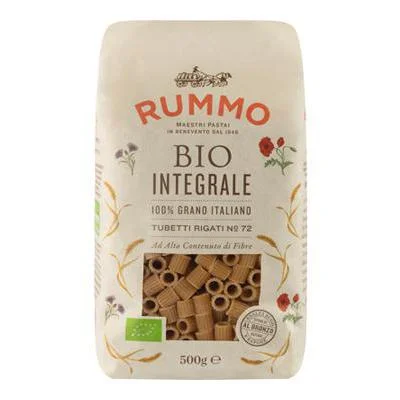 Пълнозърнеста био паста Rummo Tubetti Rigati №72, 500 г