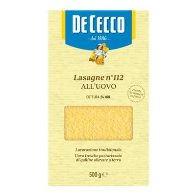 Кори за лазаня De Cecco с яйца №112, 500 г