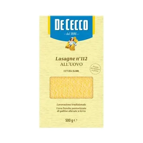 Кори за лазаня De Cecco с яйца №112, 500 г