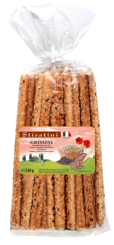 Гризини Stiratini със сусам, мак и ленено семе, 230 г