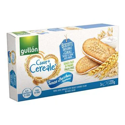 Бисквити Gullon пълнозърнести с йогурт без захар 220 г - Gullón