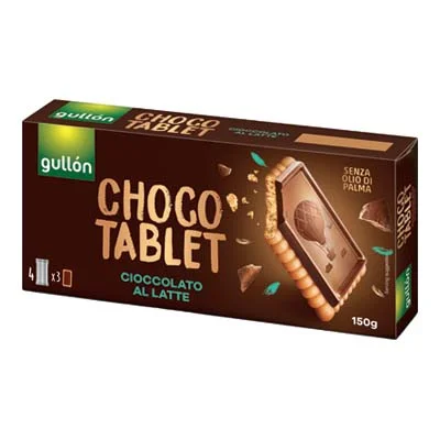 Бисквити Gullon Choco Tablet с млечен шоколад 150 г - Gullón