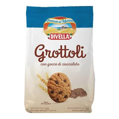 Бисквити Divella Ottimini Grottoli с парченца шоколад 400 г - DIVELLA