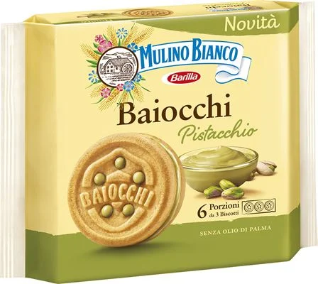 Бисквити Mulino Bianco Baiocchi с крем шам фъстък 168 г