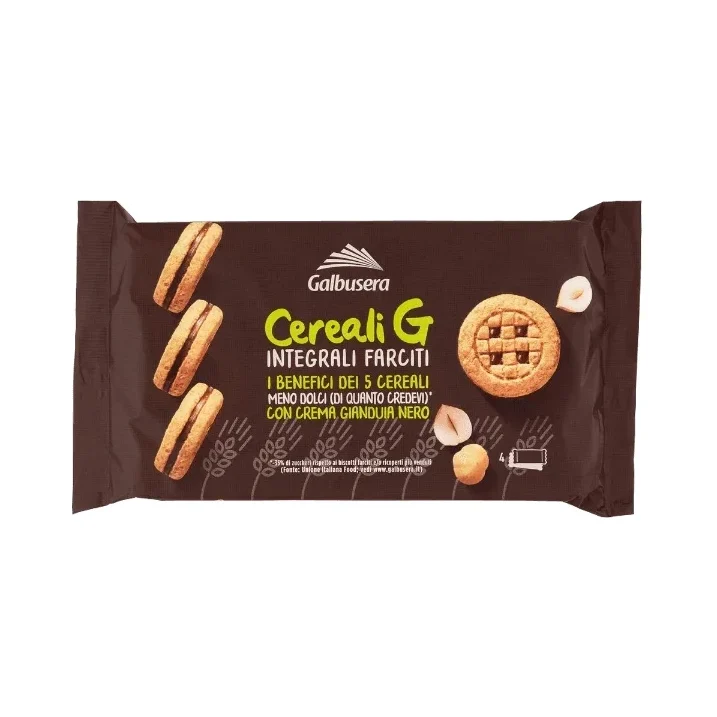 Пълнозърнести бисквити Galbusera Gianduia с какао и лешников крем 160 г - Galbusera