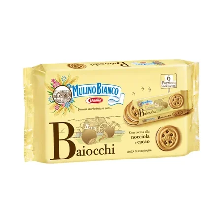 Бисквити Mulino Bianco Mini Baiocchi Snack, 336 г Nocciola - Barilla