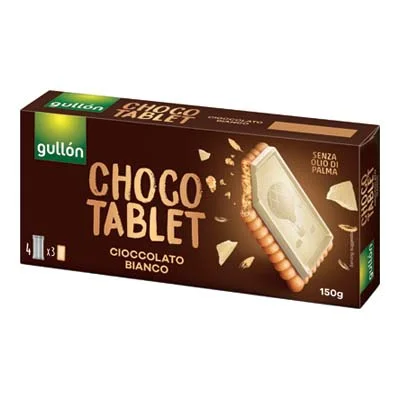 Бисквити Gullon Choco Tablet Bianco 150 г - Gullón