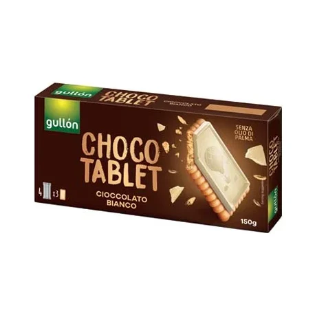 Бисквити Gullon Choco Tablet Bianco 150 г - Gullón