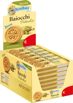 Бисквити Mulino Bianco Baiocchi Pistacchio / дисплей / 28 г