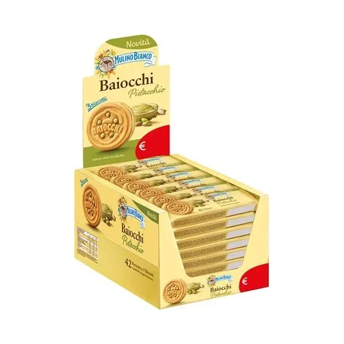 Бисквити Mulino Bianco Baiocchi Pistacchio / дисплей / 28 г