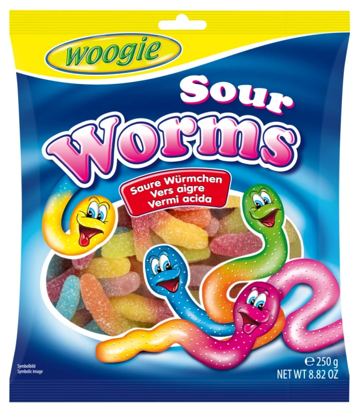 Желирани червейчета Woogie в плик, 250 г