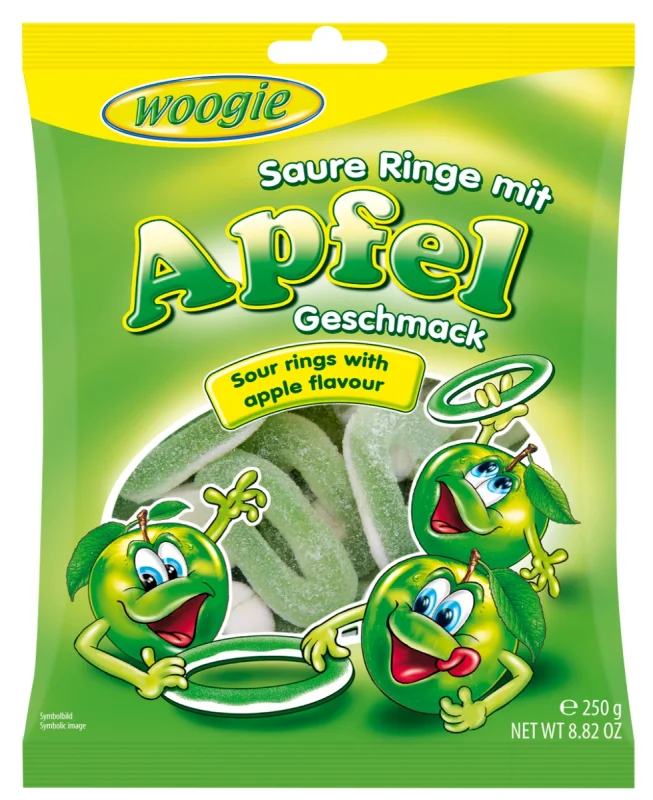 Желирани бонбони-кръгчета, ябълка Woogie, 250 г - Woogie