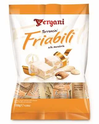 Мека халва-бонбони Vergani Friabili с бадеми в плик, 130 г - Vergani