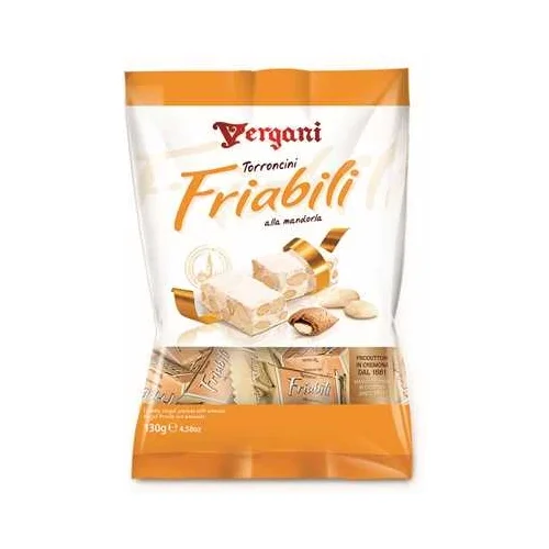 Мека халва-бонбони Vergani Friabili с бадеми в плик, 130 г - Vergani