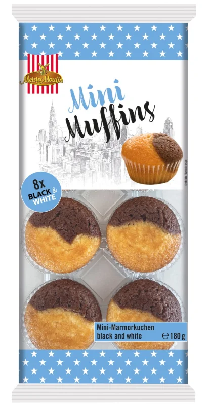 Мини мъфини черно и бяло, Meister Moulin, 8 бр, 180 г - Meister Moulin