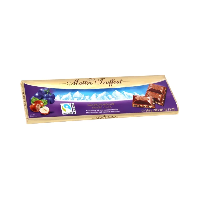 Млечен шоколад Maitre Truffout с лешници и стафиди, 300 г - Maître Truffout