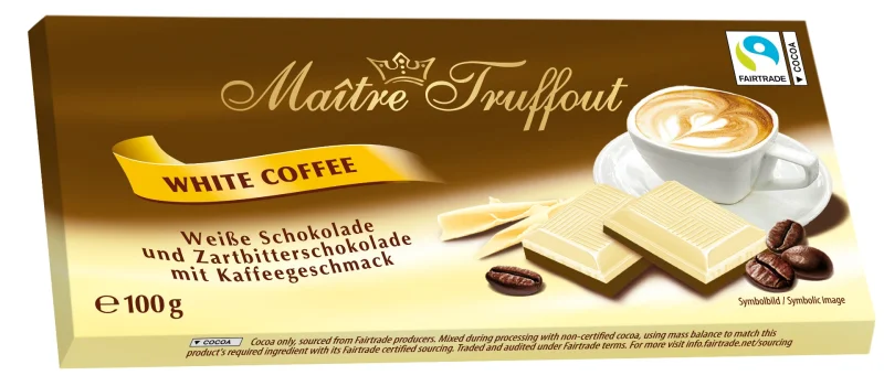 Бял и черен шоколад Maitre с вкус на кафе, 100 г - Maître Truffout