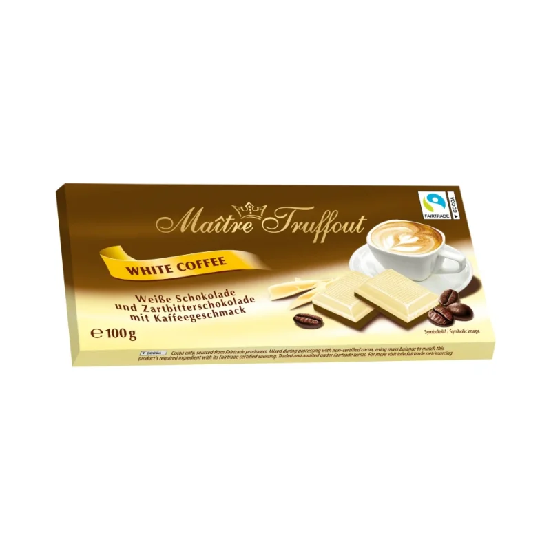 Бял и черен шоколад Maitre с вкус на кафе, 100 г - Maître Truffout
