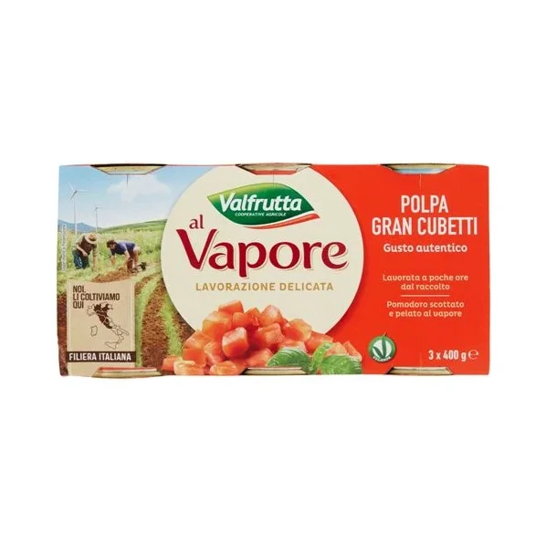 Домати на кубчета Valfrutta Gran Cubetti 3x400 г - Valfrutta