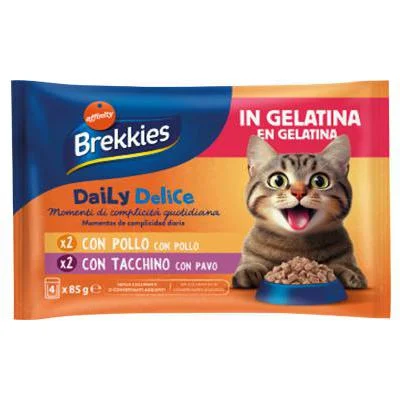 Храна за котки с пиле Brekkies Daily 4х85 г
